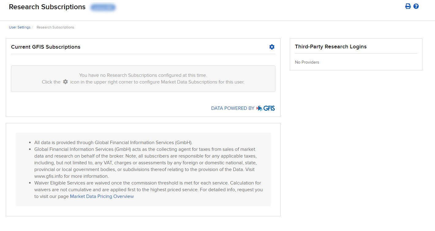 Image of the research subcriptions panel in Portal. 