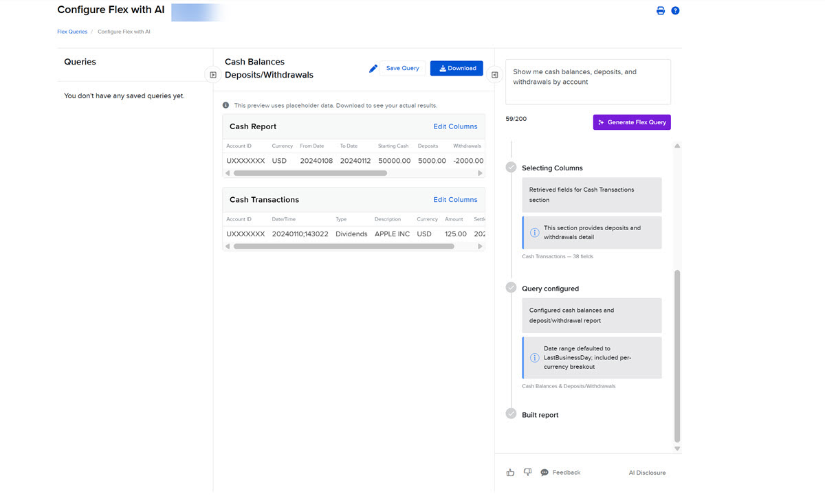 AI Flex Query Data in Portals