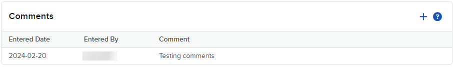 The view or add comments to an account panel. 