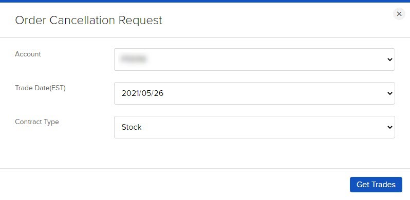 The order cancellation request panel