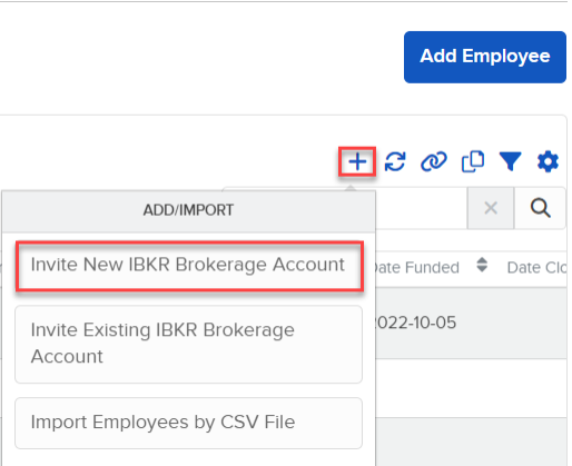 the add/import dropdown menu 