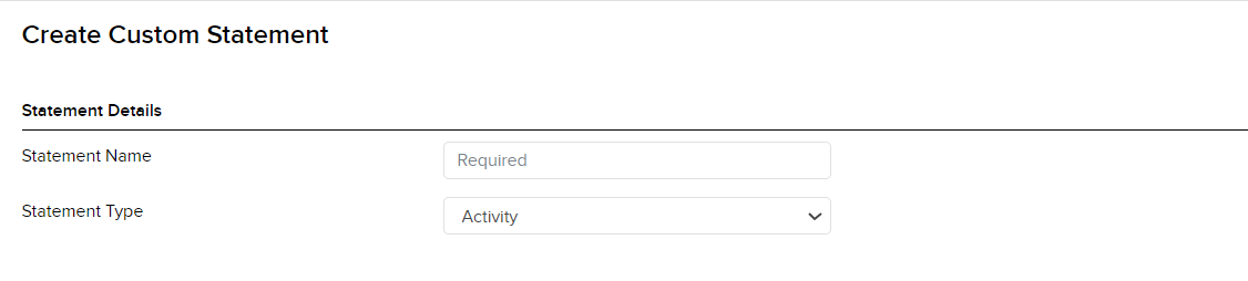The create a custom statement details panel. 