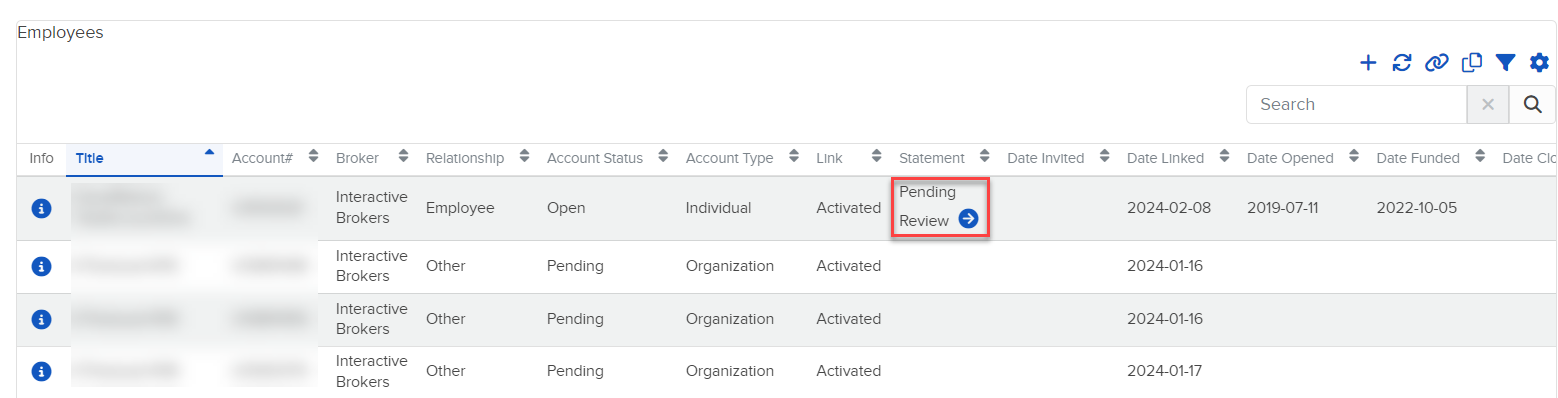 The pending review icon