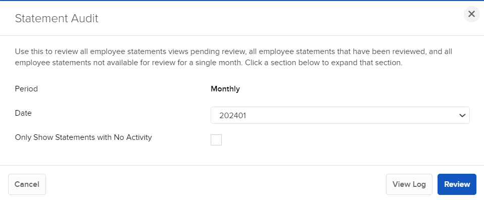 The statement audit page. 