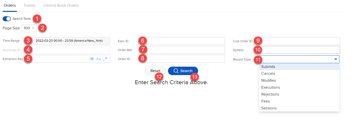 Viewing open orders on eCAM