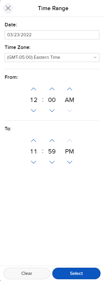 The eCAM time range window