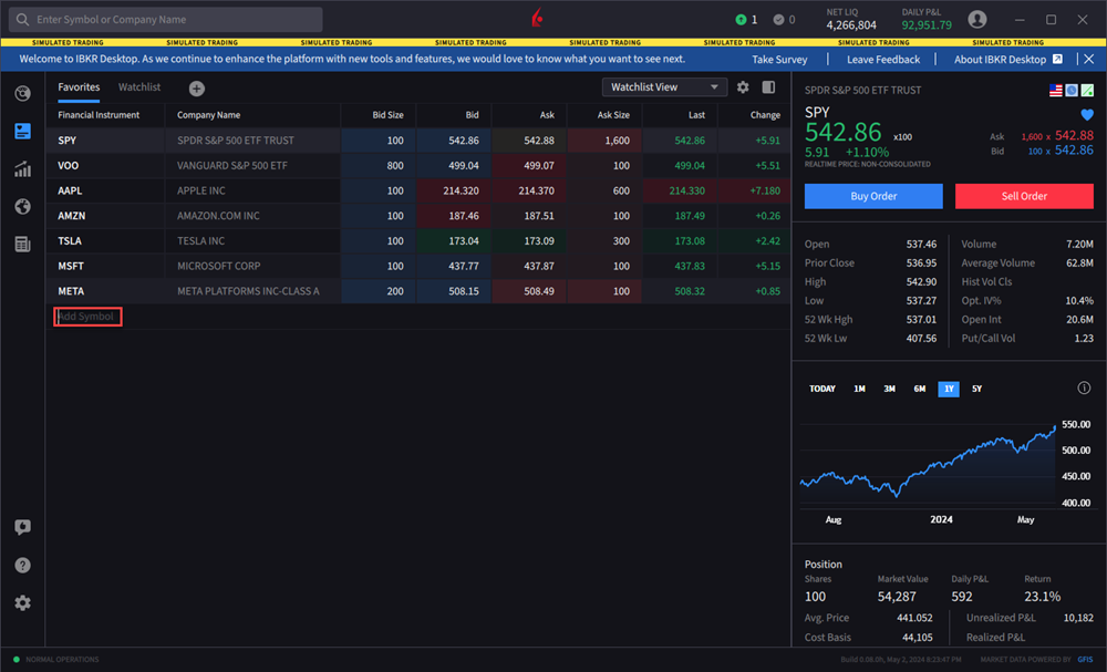 Enter the symbol on a watchlist. 