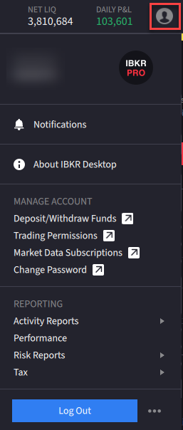 The IBKR Desktop log out button. 