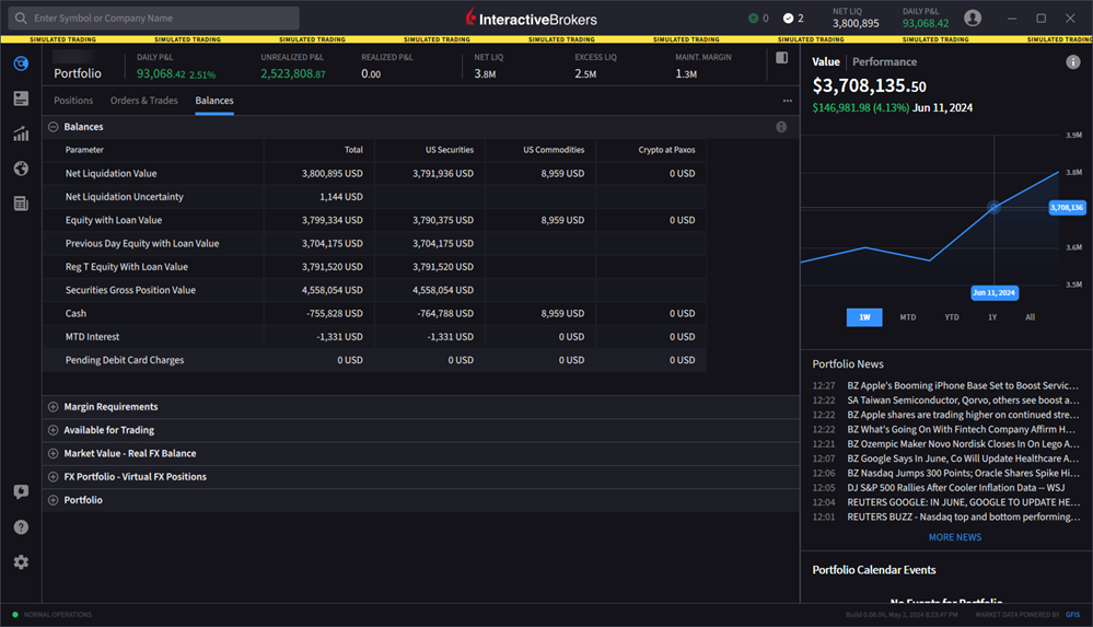 The view account balances tab. 