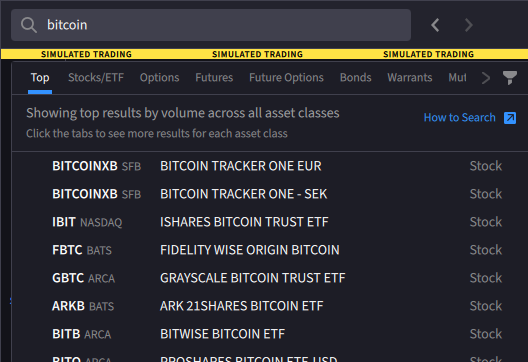 The contract search on the IBKR desktop. 