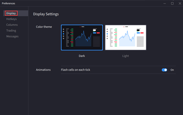 The display tab