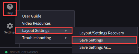 The layout settings save settings page. 