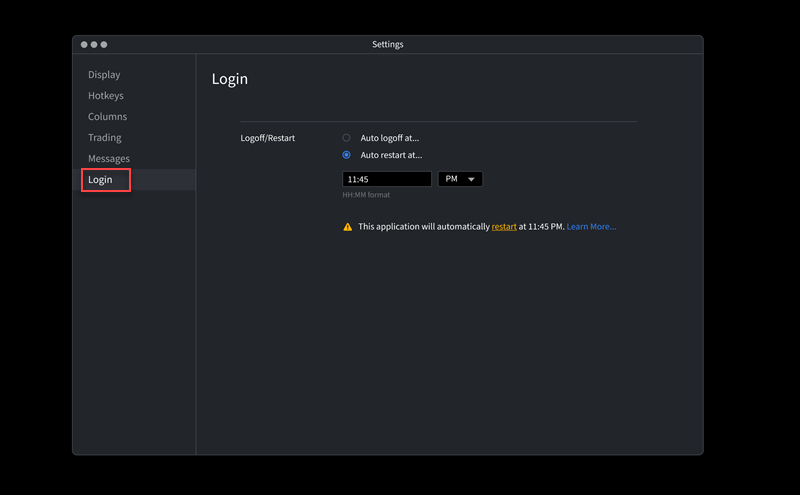 The login tab. 