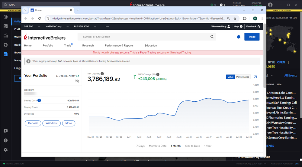 The client portal page in IBKR desktop. 