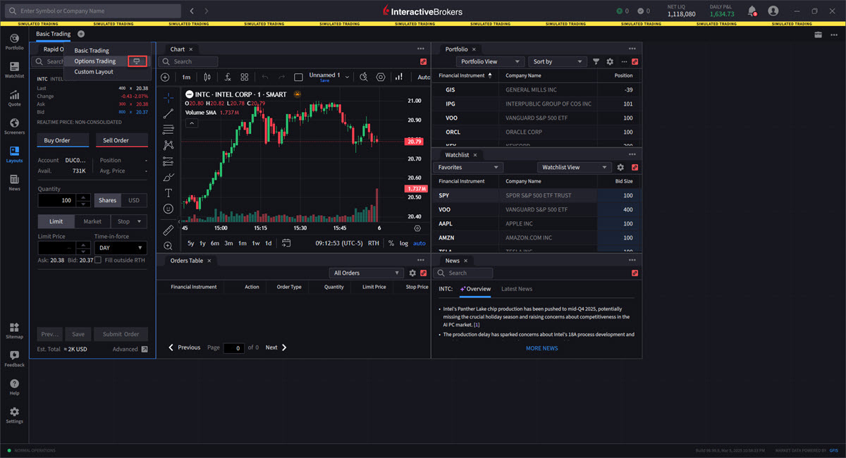 The custom layout opened in a new window