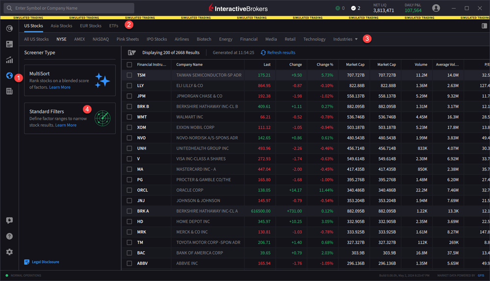 Adding standard filters for market screeners