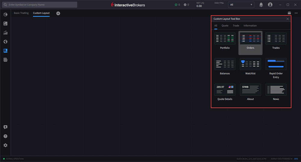 The custom layout toolbox