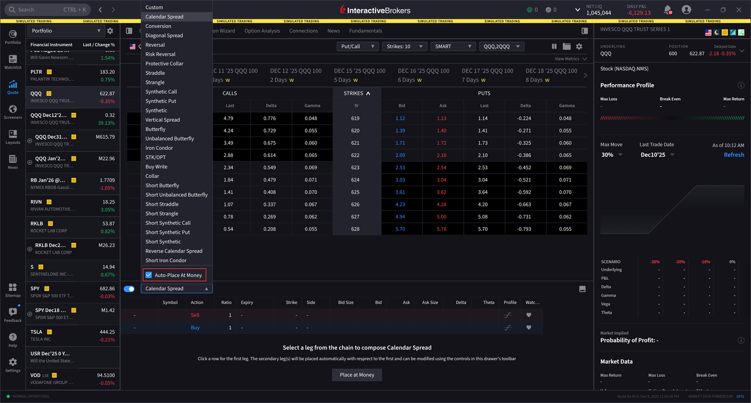 Auto Place at Money Strategy in IBKR Desktop