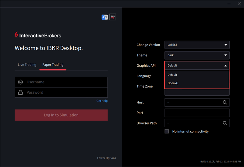 The graphis api dropdown menu. 