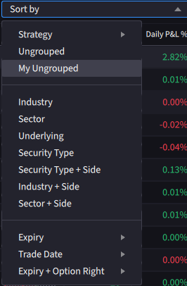 The portfolio sort by dropdown menu