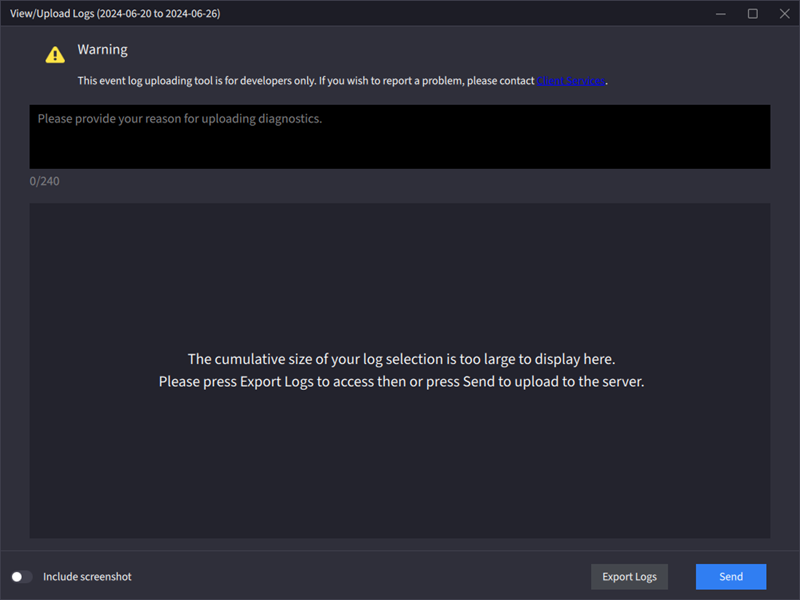 Provide a reason for uploading the diagnostics