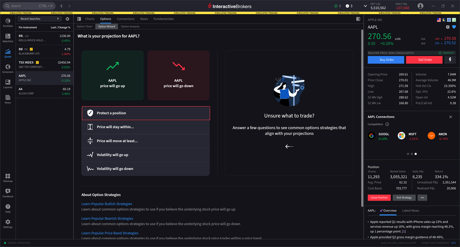 Protective Collar Protect a Position in IBKR Desktop