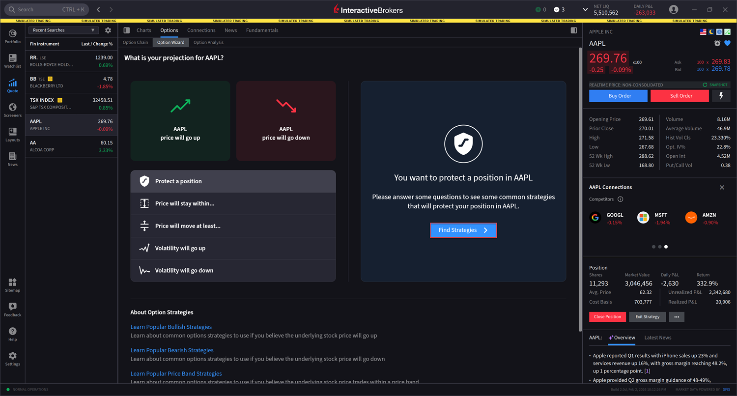 Protective Collar Find Strategies in IBKR Desktop