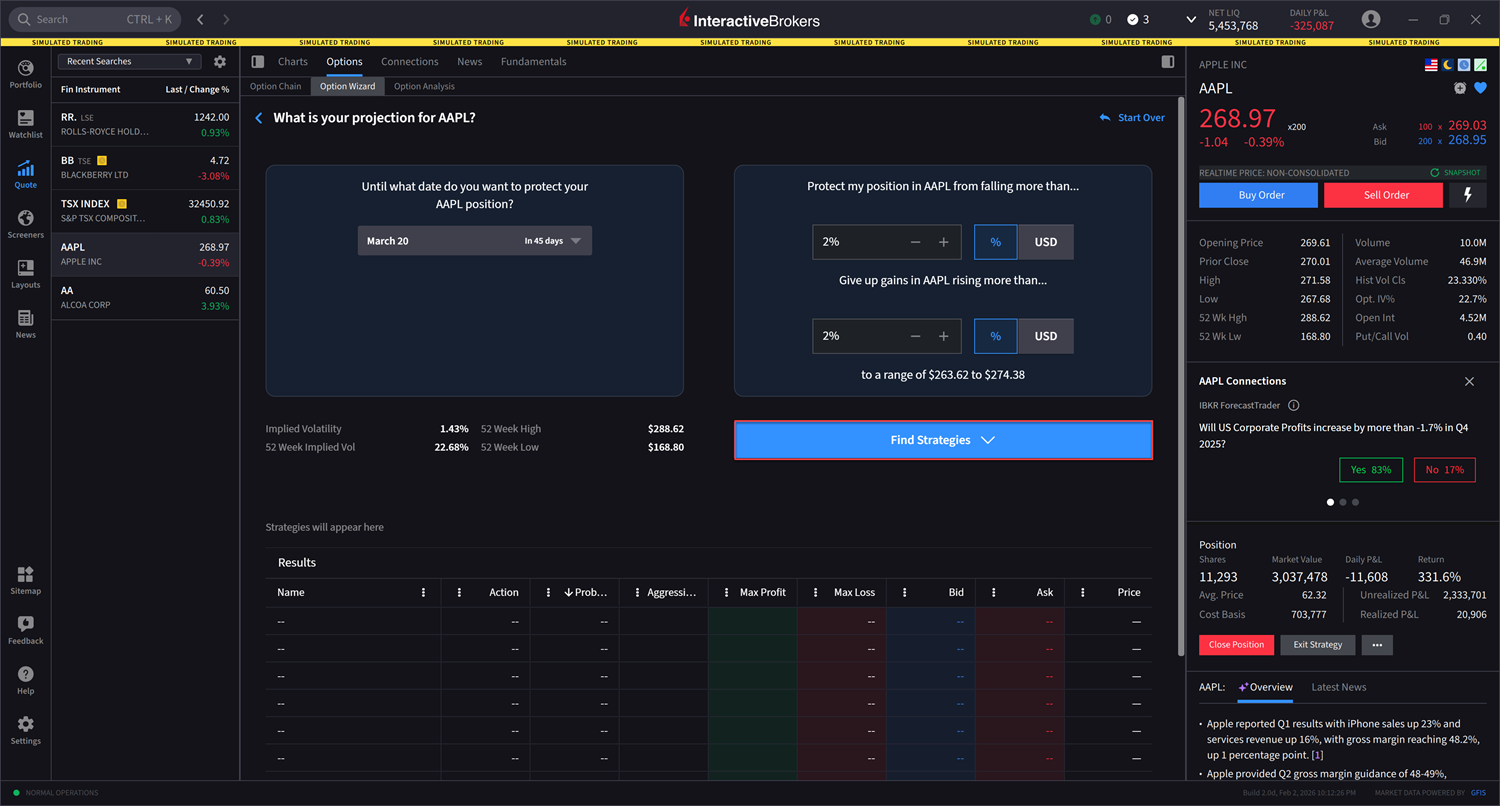 Protective Collar Find Strategies in IBKR Desktop