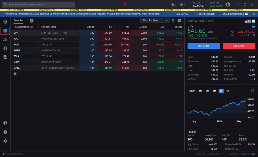The ibkr desktop watchlist. 
