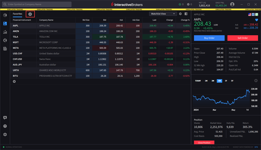 The watchlist add button. 