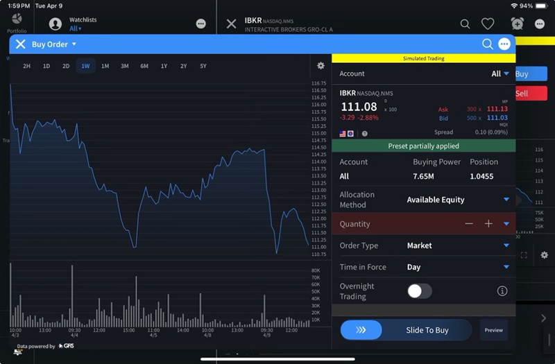 The trade option on the iPad
