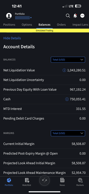 The balances tab on the iPhone