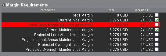 The tws margin requirements window. 