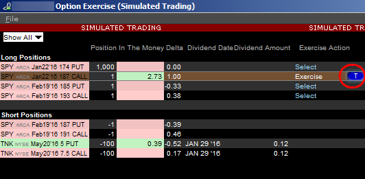 The option exercise select T to transmit menu. 