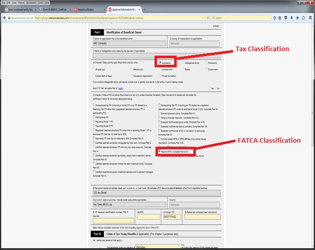 A Sample Screenshots - W-8BEN-E