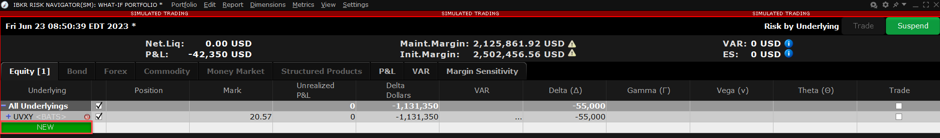 The Risk Navigator Dashboard what-if portfolio