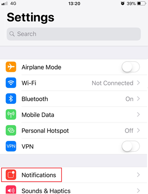 The iphone settings notifications menu