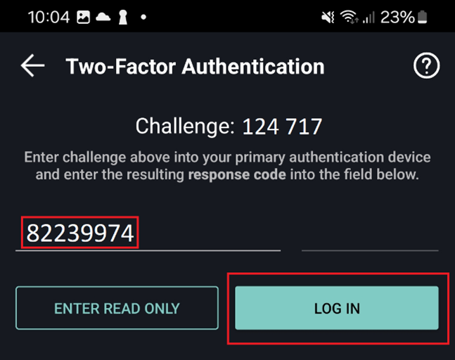 The android ibkr mobile two-factor login panel. 