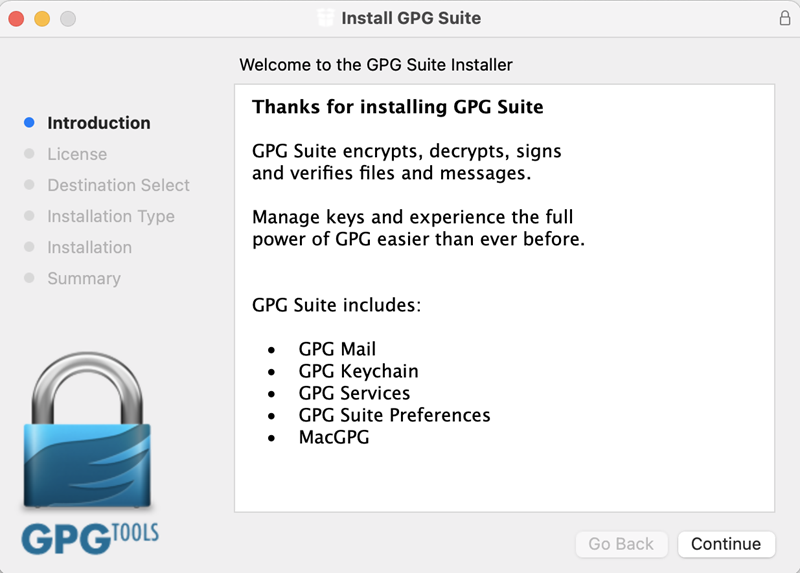 The install gpg suite on a mac