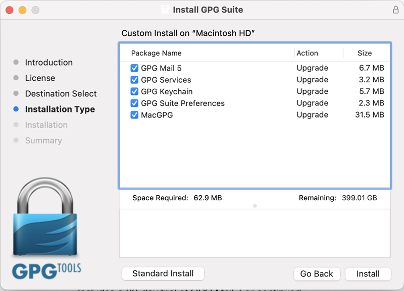 the install gpg suite mac add-on