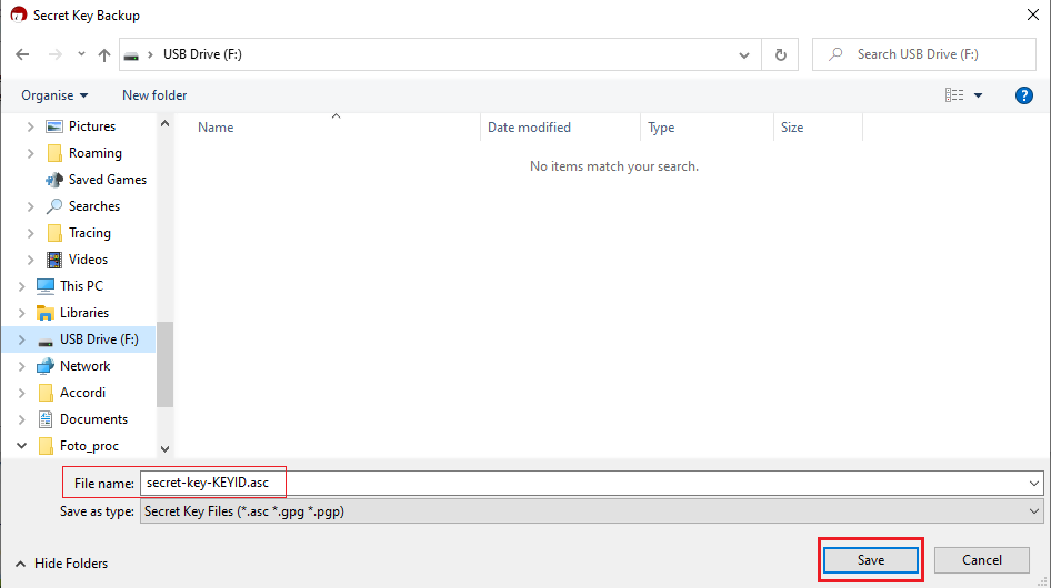 The kleopatra secret key backup file name 