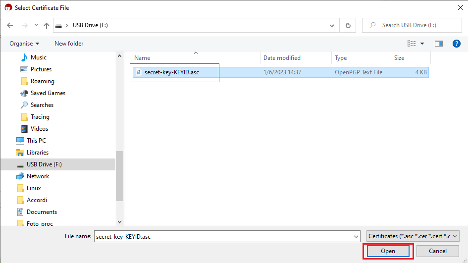 The pgp open secret key 