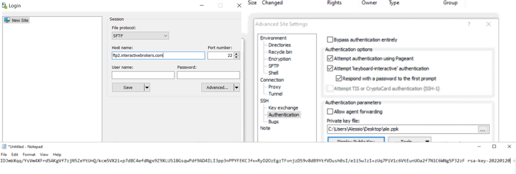The PuTTYgen public.key folder. 