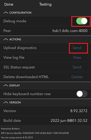 The iPhone debug more button