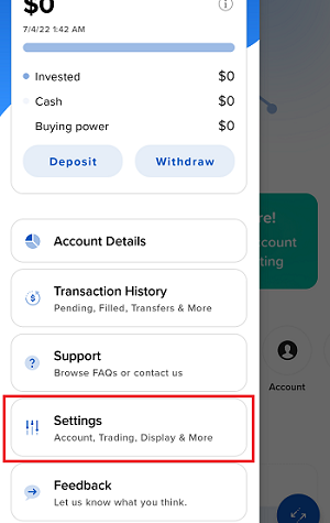 The IMPACT android settings