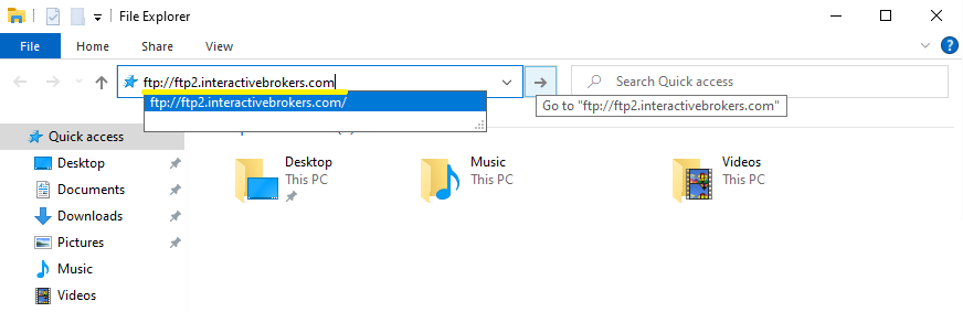 The sFTP path on file explorer
