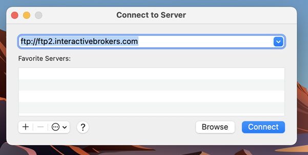 The sFTP connect to server window. 