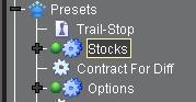 The tws stocks preset menu