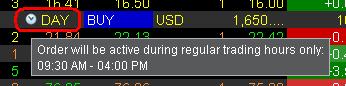 The TWS regular trading hours setting. 