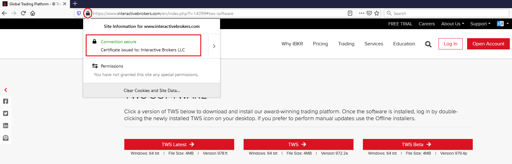 The connection secure confirmation